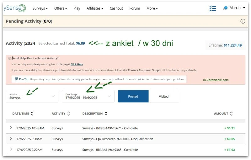 Zarobki w ySense, test.