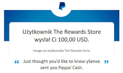 PayPal — wyplata z programu zarobkowego ySense.