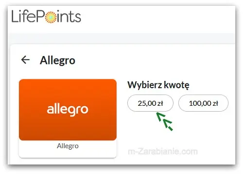 E-karta Allegro w LifePpoints, od 25 zł.