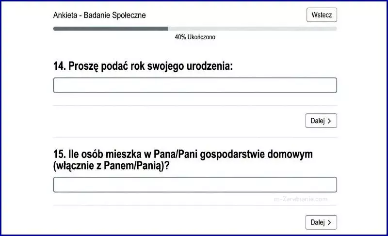 Grafika ilustrująca proces weryfikacji spójności danych respondenta, takich jak wiek i miejsce zamieszkania, na różnych etapach badania.